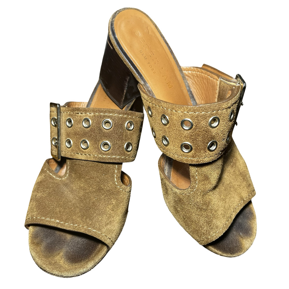 Derek Lam Shoes Womens Size 38 Brown Suede Leather Buckle Sandal Heels Italy